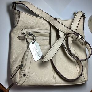Tignanello Cream Pebbled Leather Crossbody Bag